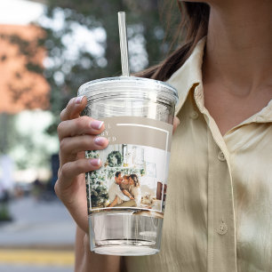 Modernes Foto Freude gesegnet Acryltrinkbecher