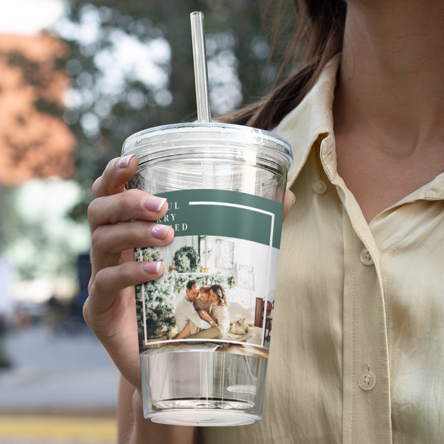 Modernes Foto | Freude gesegnet | Grün Acryltrinkbecher (Von Creator hochgeladen)