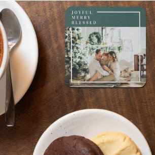 Modernes Foto   Freude gesegnet   Grün Glasuntersetzer