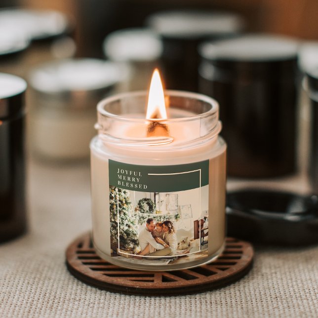 Modernes Foto | Freude gesegnet | Grün Quadratischer Aufkleber (Von Creator hochgeladen)