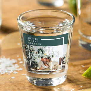 Modernes Foto Freude gesegnet Grün Schnapsglas