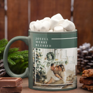 Modernes Foto Freude gesegnet Grün Tasse