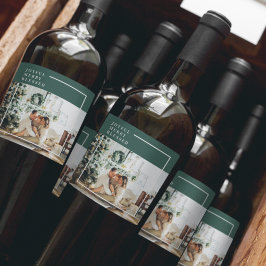 Modernes Foto | Freude gesegnet | Grün Weinetikett