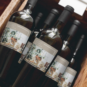 Modernes Foto   Freude gesegnet Weinetikett