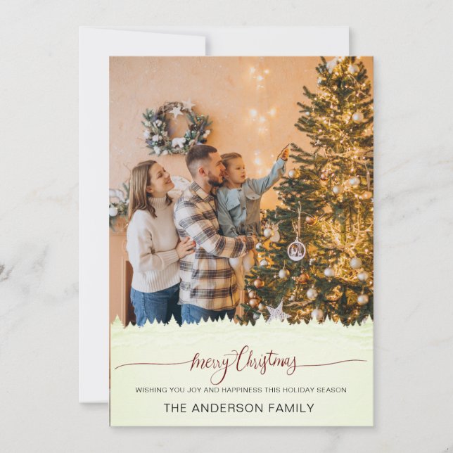 Modernes Foto Frohe Weihnachten Weihnachtsbaumen U Einladung (Vorderseite)
