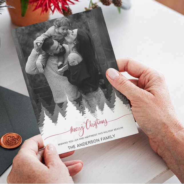 Modernes Foto Frohe Weihnachten Weihnachtsbaumen U Einladung (Von Creator hochgeladen)