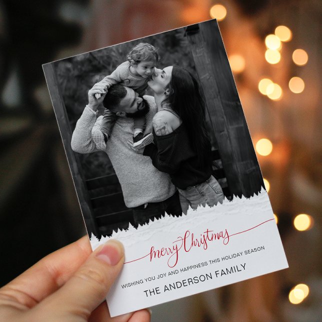 Modernes Foto Frohe Weihnachten Weihnachtsbaumen U Einladung (Von Creator hochgeladen)