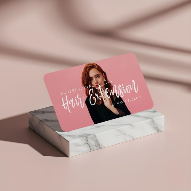 Modernes Foto für Berufliche Haarverlängerung Visitenkarte (Modern Professional Hair Extension Business Photo Business Card)