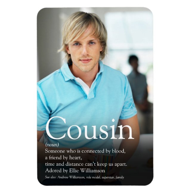 Modernes Foto für den besten Cousin Magnet (Vertikal)