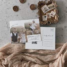 Modernes Foto für den QR-Code 2 Save the Date Einladungspostkarte