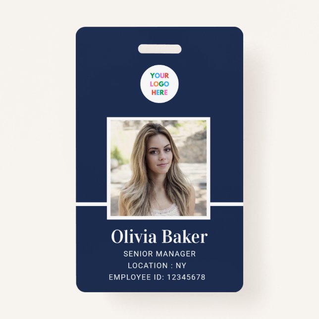 Modernes Foto für die Sicherheit von Navy Blue-Log Ausweis (Vorderseite)