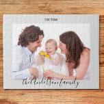 Modernes Foto für eine gut spielbare Skriptfamilie Puzzle<br><div class="desc">Dieses moderne Puzzle ist bereit,  sich an Ihr Foto anzupassen. Es ist mit einfacher spielerischer Schriftzeichen-Typografie dekoriert. Einfache Anpassung an Ihren Familiennamen und das Jahr. Macht jederzeit ein besonderes Geschenk für Familie oder Freunde.</div>
