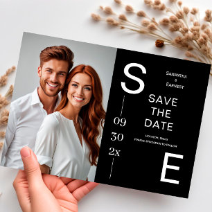 Modernes Foto für einfachen Schwarzweiß-QR-Code Save The Date
