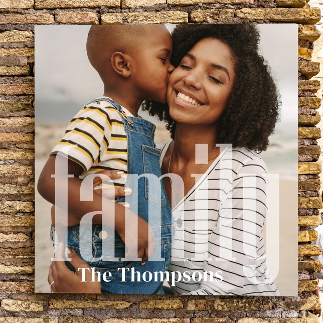 Modernes Foto für Familienfotografie Personalisier (Simple minimalist modern style typography custom photo print.)