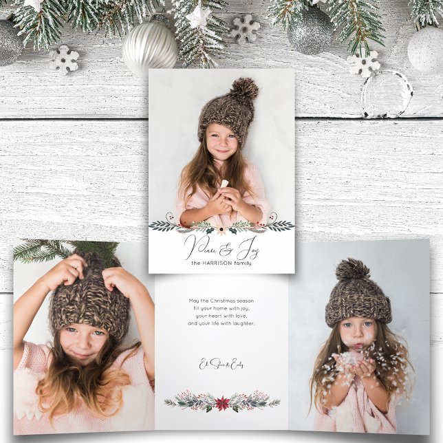 Modernes Foto für Frieden und Freude Dreifach Gefaltete Karte (Von Creator hochgeladen)