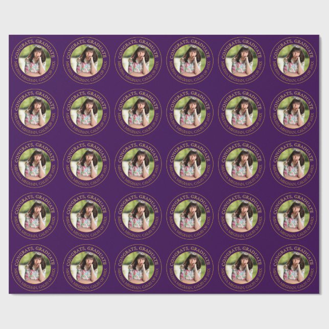 Modernes Foto für Goldtypografie Grad Party Geschenkpapier (Flach)