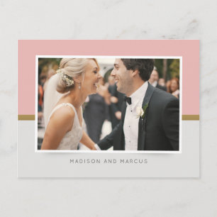 Modernes Foto für Hochzeiten in Rosa und Gold Da Postkarte