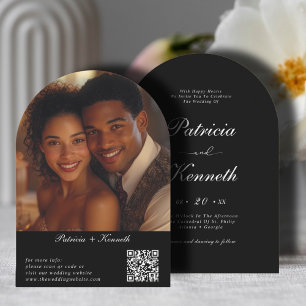 Modernes Foto für Hochzeiten mit schwarzem und wei Einladung