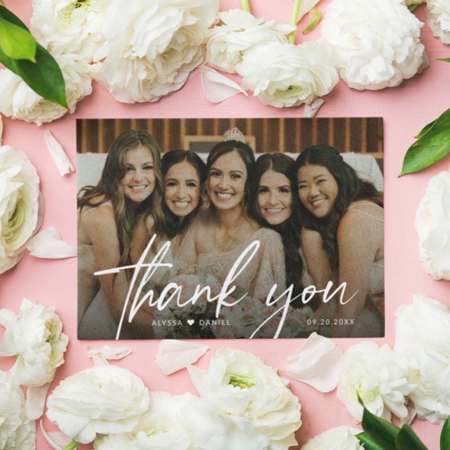 Modernes Foto für Hochzeitsfeier Dankeskarte (Custom Wedding bridesmaid thank you photo card.)