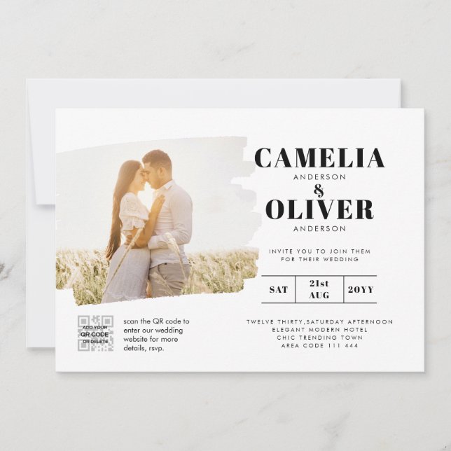 Modernes FOTO für Hochzeitsfeiern - QR Einladung (Vorderseite)