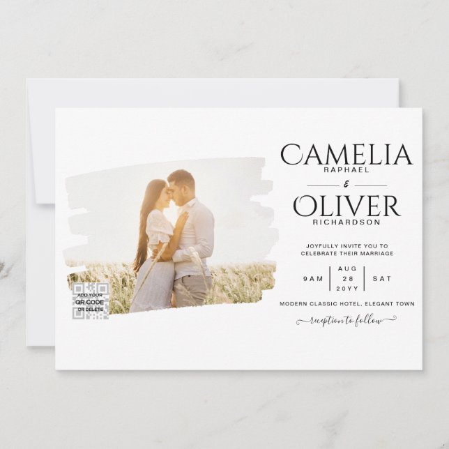 Modernes FOTO für Hochzeitsfeiern - QR Einladung (Vorderseite)