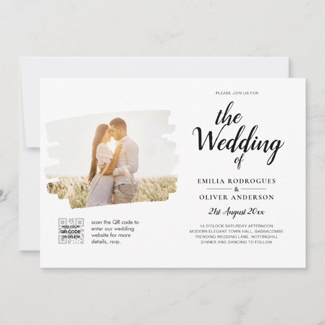 Modernes FOTO für Hochzeitsfeiern - QR Einladung (Vorderseite)