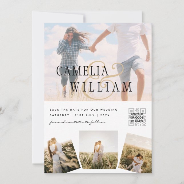 Modernes FOTO für Hochzeitsfeiern - QR Einladung (Vorderseite)