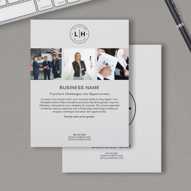 Modernes Foto für kundenspezifische Logos für Unte Flyer (Modern Custom Logo Photo Corporate Business Gray Flyer)