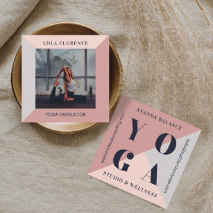 Modernes Foto für minimale geometrische Bold Yoga  Quadratische Visitenkarte
