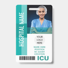 Modernes Foto für Mitarbeiter, Bar Code, Logo-ICU- Ausweis