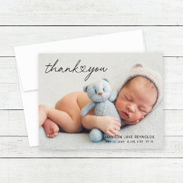 Modernes Foto für Neugeborene Kinderherz Dankeskarte