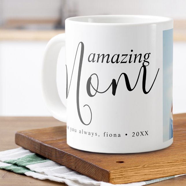 Modernes Foto für Phantastische Mama Jumbo-Tasse (Modern Amazing Mom Photo Giant Coffee Mug)
