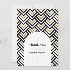 Modernes Foto für Schwarz und Gold Geometric Weddi Dankeskarte
