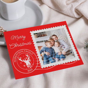 Modernes Foto für Weihnachten Briefmarke Rot