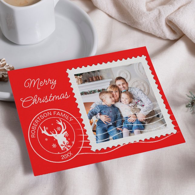 Modernes Foto für Weihnachten Briefmarke Rot (Von Creator hochgeladen)
