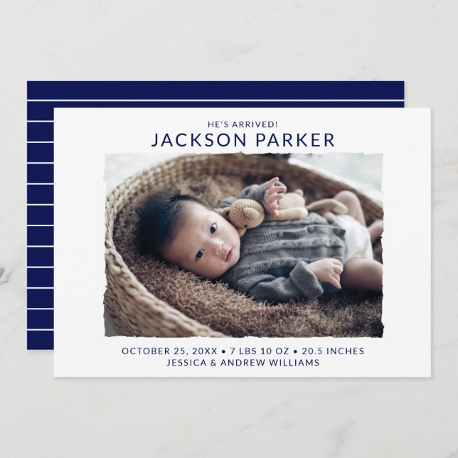 Modernes Foto Geburt Ankündigung (Vorne/Hinten)