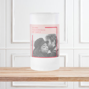 Modernes Foto Geschenk von Rot und Rosa Mattglas Bierglas