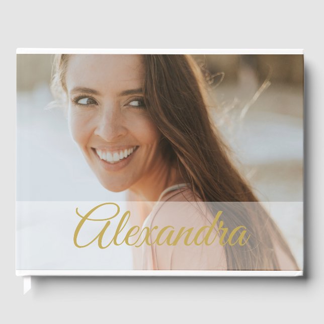 Modernes Foto Gold Foto Personal Party Guest Gästebuch (Vorderseite)