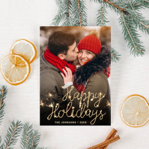 Modernes FOTO Golden Christmas Gruß Feiertagspostkarte
