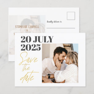 Modernes Foto - Goldtypografie SAVE THE DATE Ankündigungspostkarte