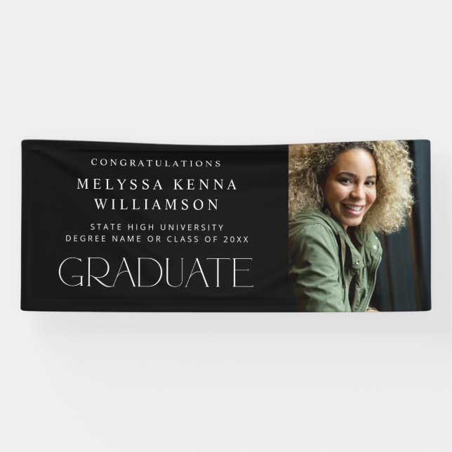 Modernes Foto Graduate Banner - Schwarz (Horizontal)