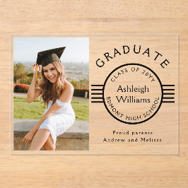 Modernes Foto Graduate Black Stripes Abschluss Acryleinladungen