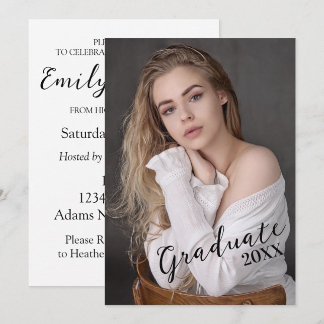 Modernes Foto Graduate Karte (Vorne/Hinten)