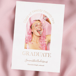 Modernes Foto Graduate Rose Goldenes Fossil I Folieneinladung