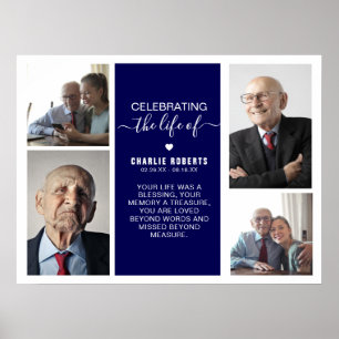 Modernes Foto Grid Memorial   Beerdigung Poster