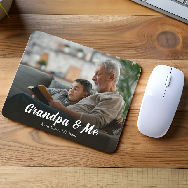 Modernes Foto Großvater und ich individuell Mousepad (Grandpa and Me personalized mouse pad)