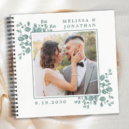 Modernes Foto Grüne Eukalyptus Wedding GuestBook Notizbuch