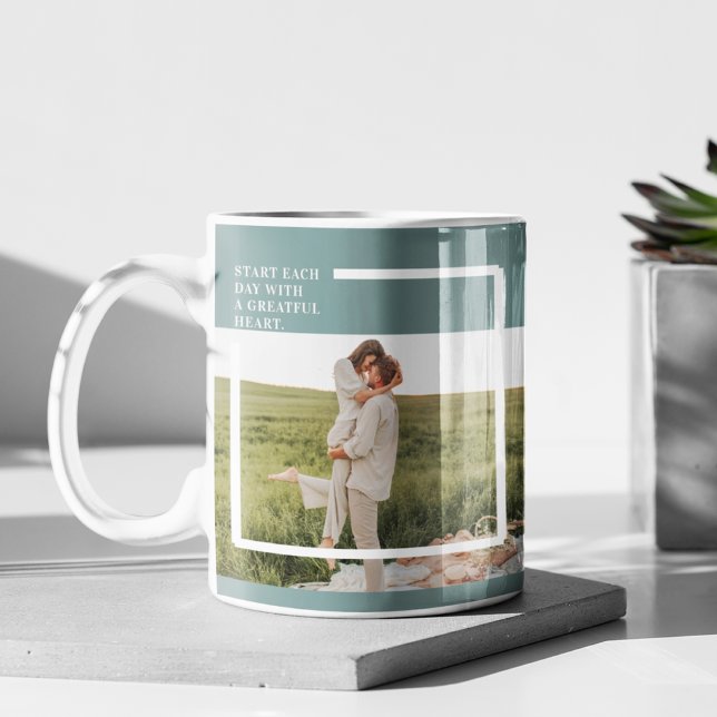 Modernes Foto Grüne Familie Liebliches Geschenk Tasse (Von Creator hochgeladen)