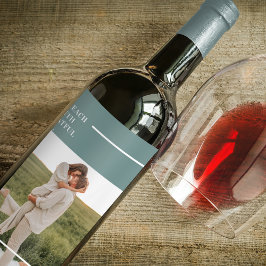 Modernes Foto Grüne Familie Liebliches Geschenk Weinetikett