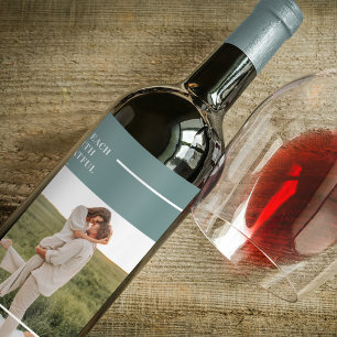 Modernes Foto Grüne Familie Liebliches Geschenk Weinetikett